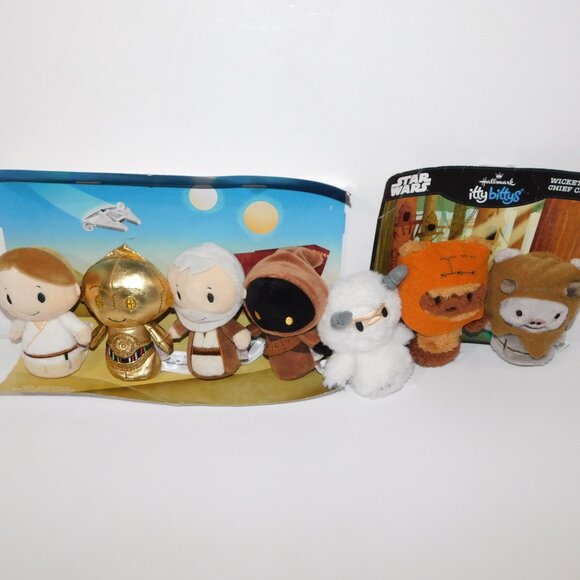 Hallmark Other - Lot 7 Hallmark 5" Plush Itty Bittys Star Wars Ewok Wicket Chief Chirp Wampa Jawa